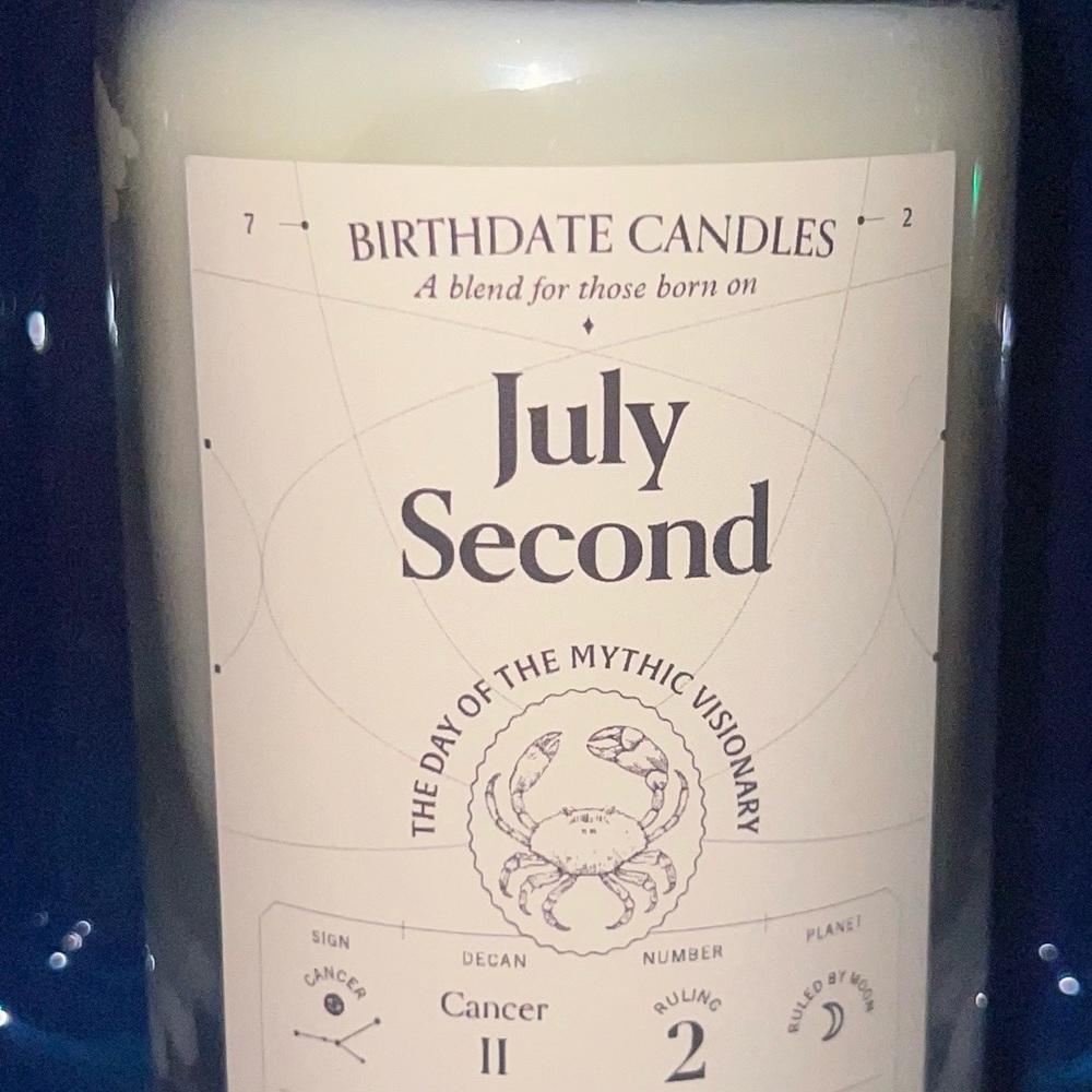 July 2nd Birthdate Candle  60-80 Hour burn time